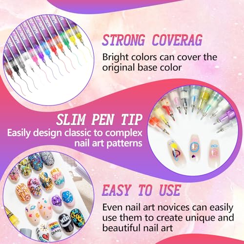 Mrryiio nail art pens color swatches display vivid, quick-drying ink