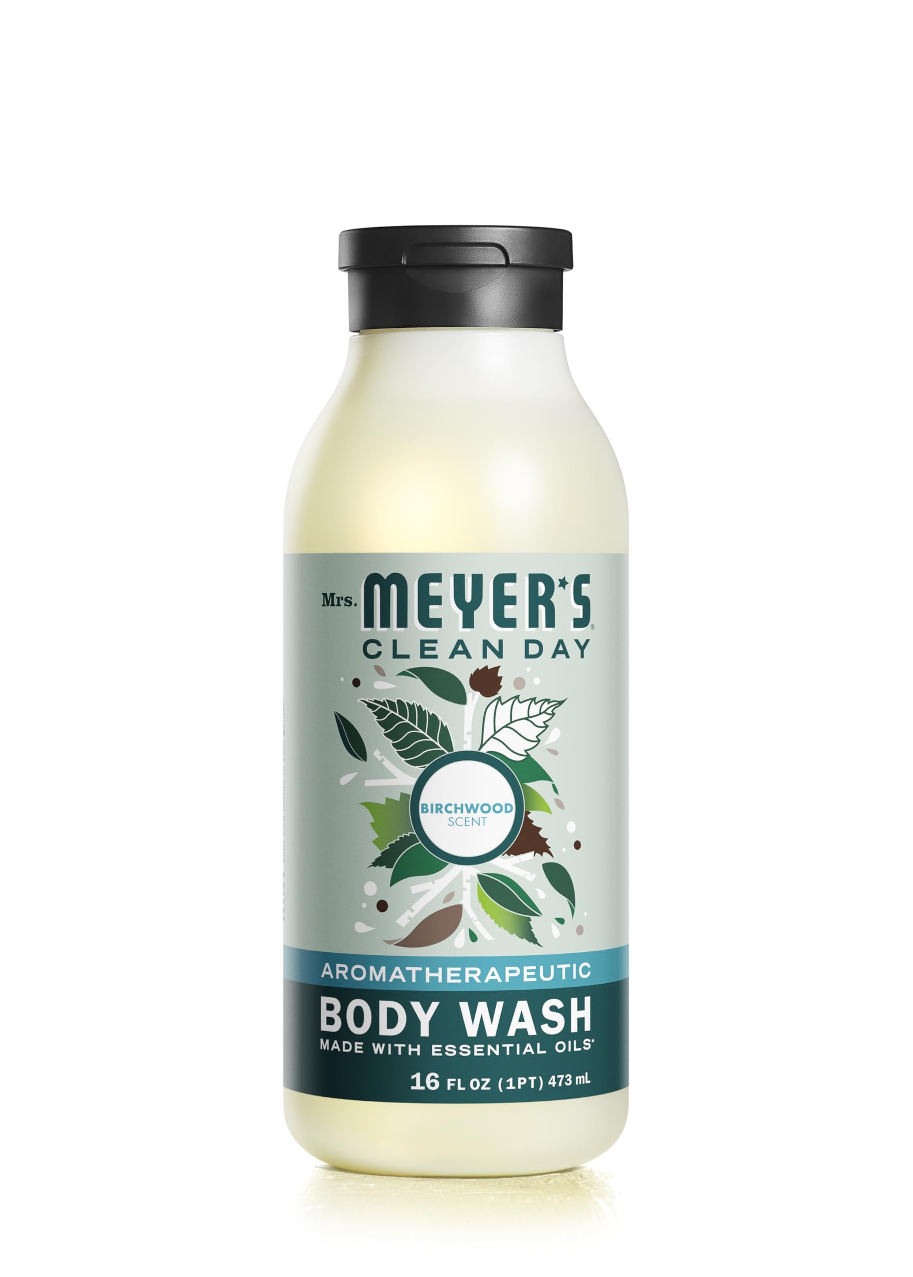 Mrs. Meyer's Birch Wood Body Wash bottle front with forest scent for a moisturizing cleanse