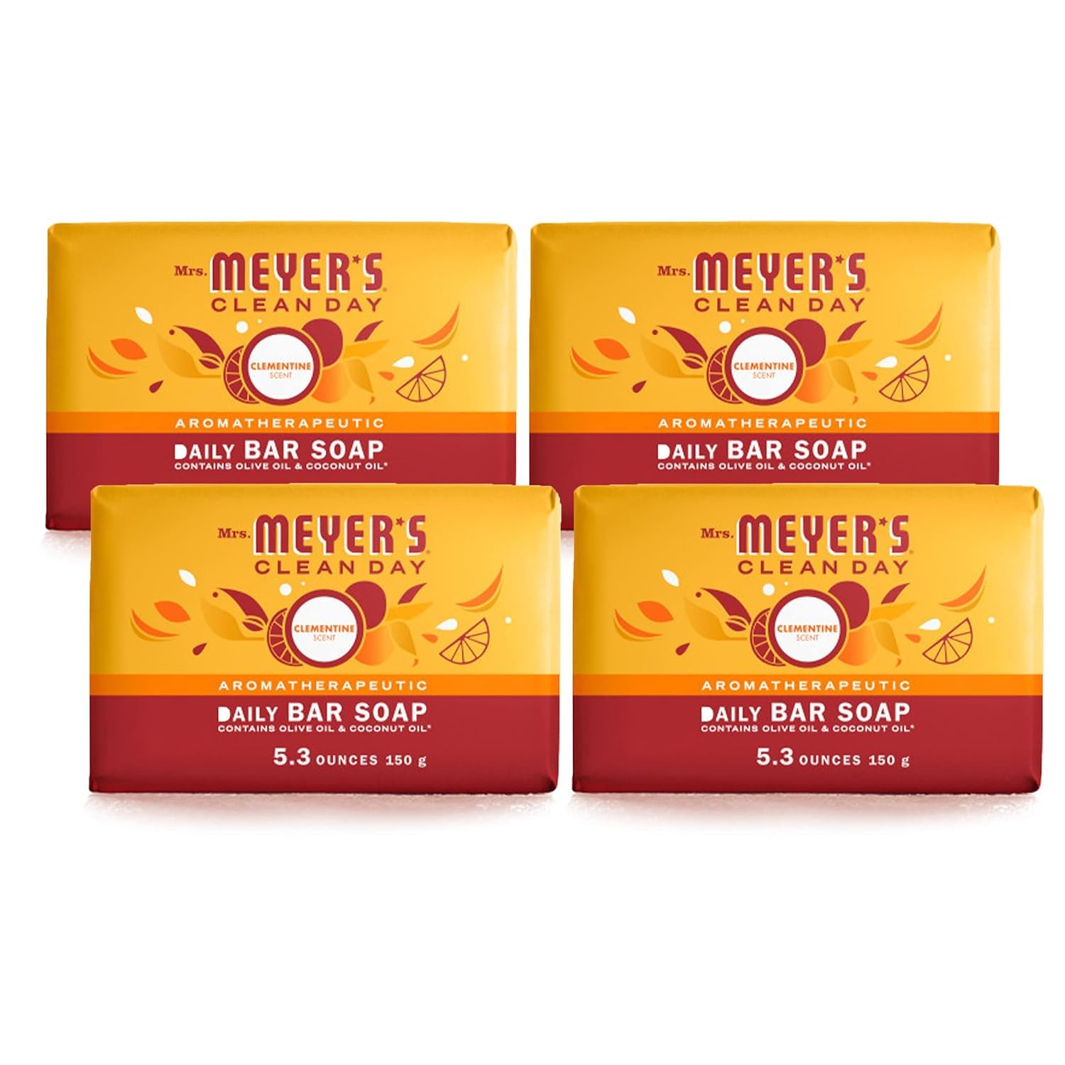 MRS. MEYER'S Clean Day Clementine bar soap with citrus aroma