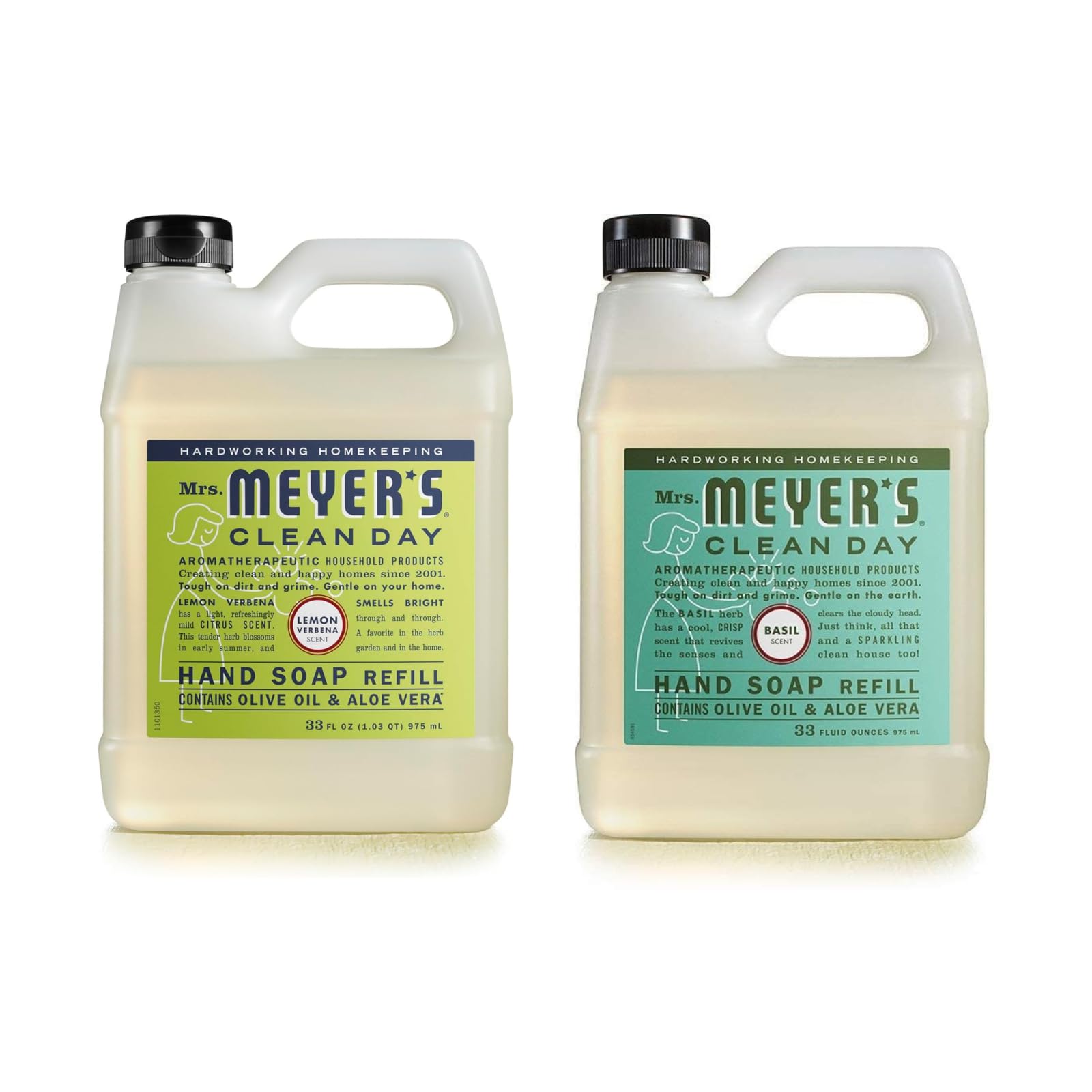Mrs. Meyer's Clean Day Basil hand soap refill pack ready for quick refill