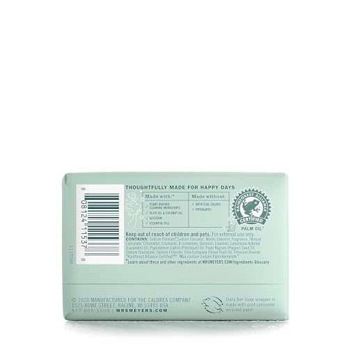 Mrs. Meyer's Clean Day Birchwood bar soap lather appears rich and creamy for daily cleansing.