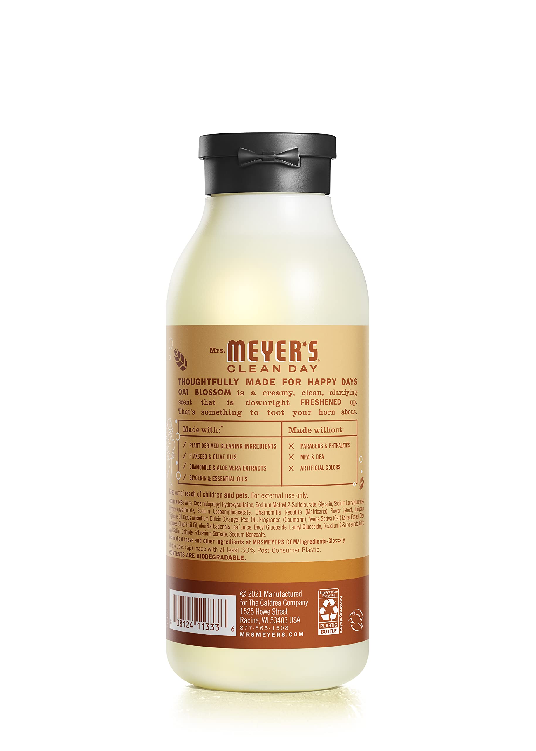 Flaxseed oil adds nourishing touch for soft skin after rinsing.