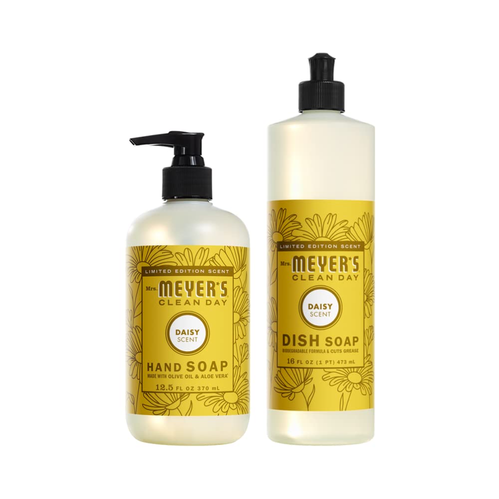 Mrs. Meyer's Clean Day Daisy hand soap bottle ready for daily hand washing