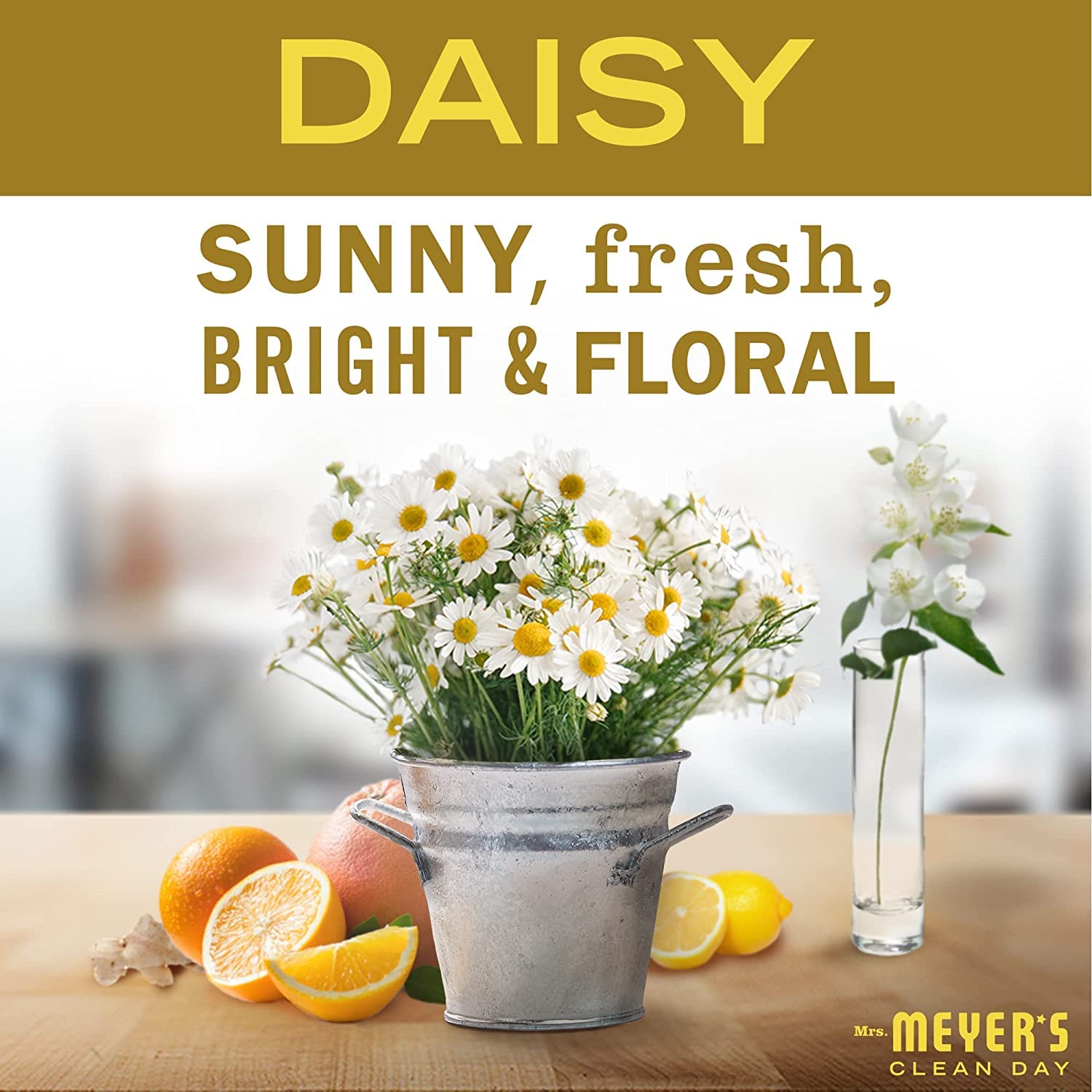 Close-up of Daisy hand soap label highlighting plant-derived ingredients