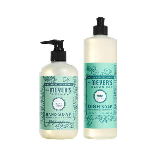 Mrs. Meyer's Clean Day dish soap bottle with grease cutting formula for easy cleaning