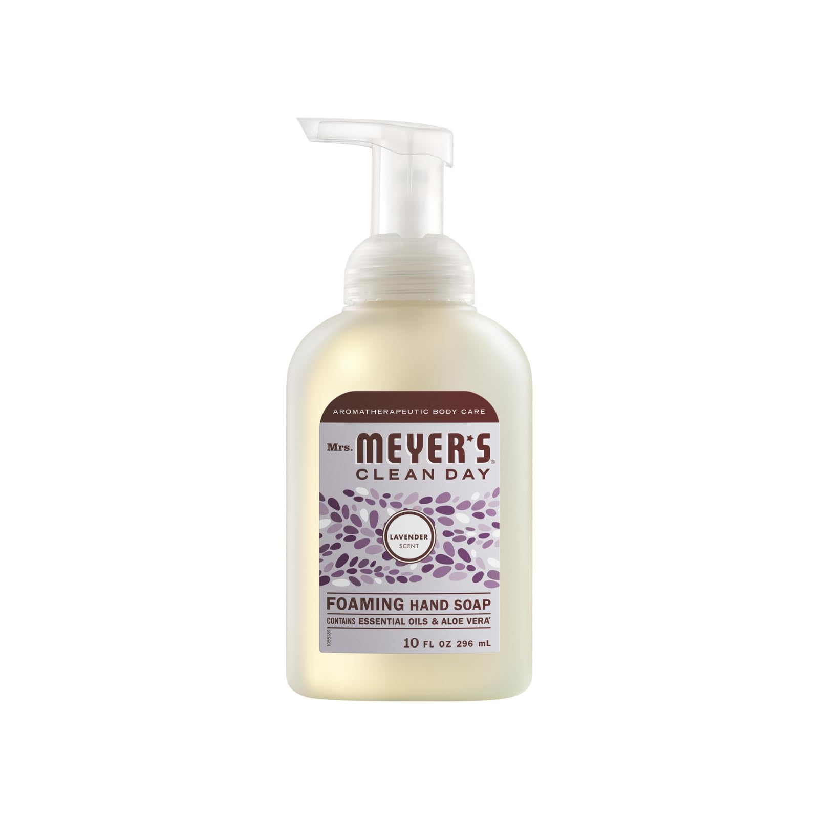 Close-up of Mrs. Meyer's Clean Day foaming hand soap pump for easy dispensing