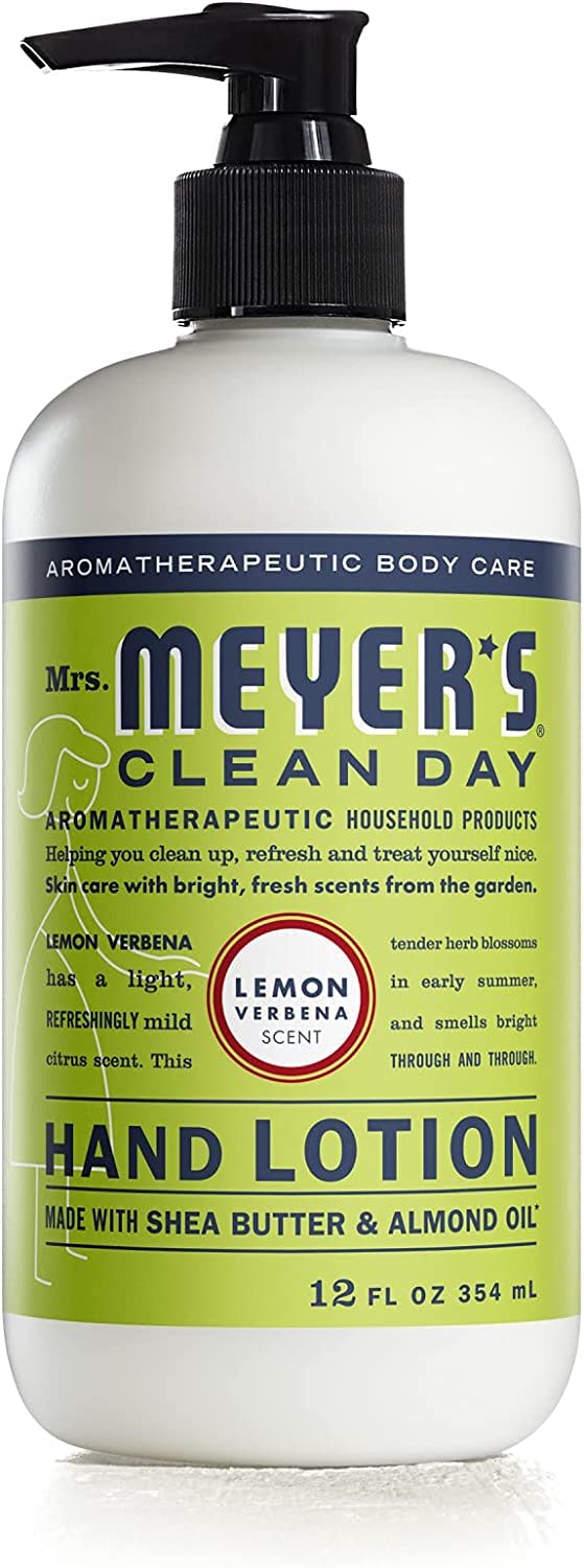Application close-up of Lemon Verbena lotion by Mrs. Meyer's for smooth skin