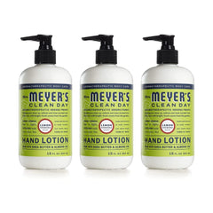Mrs. Meyer's Clean Day Lemon Verbena hand lotion pack3 hero shot for quick moisturization