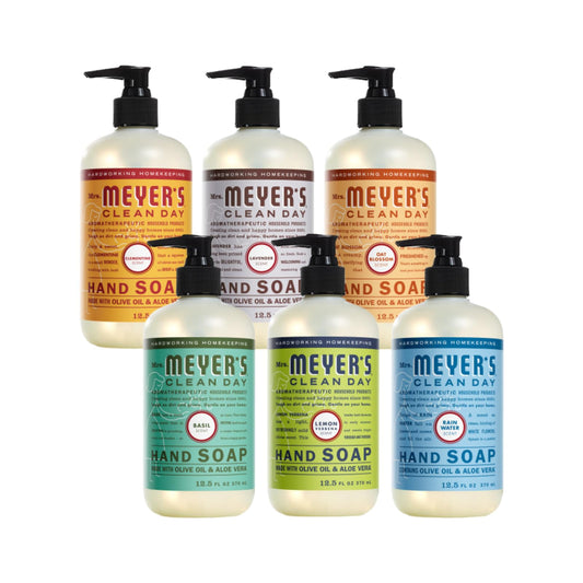 Mrs. Meyer's Clean Day Clementine hand soap bottle with bright citrus aroma for refreshed hands.