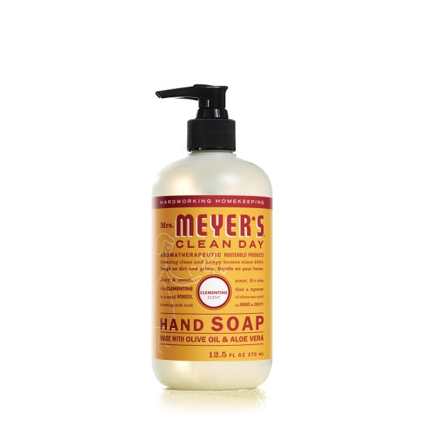 Mrs. Meyer's Clean Day Clementine lather showcasing gentle cleansing for soft hands.