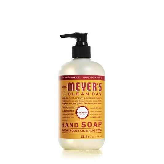 Mrs. Meyer's Clean Day Clementine lather showcasing gentle cleansing for soft hands.