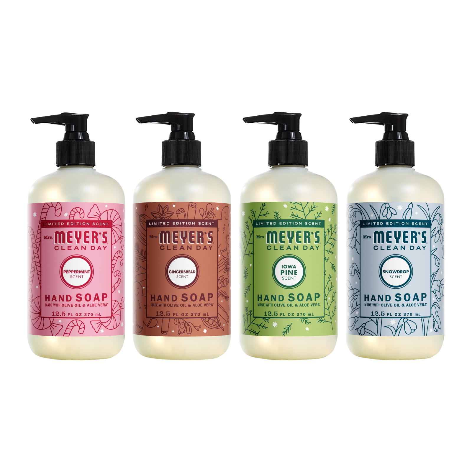 Mrs. Meyer's Clean Day Gingerbread hand soap bottle with warm spice scent.