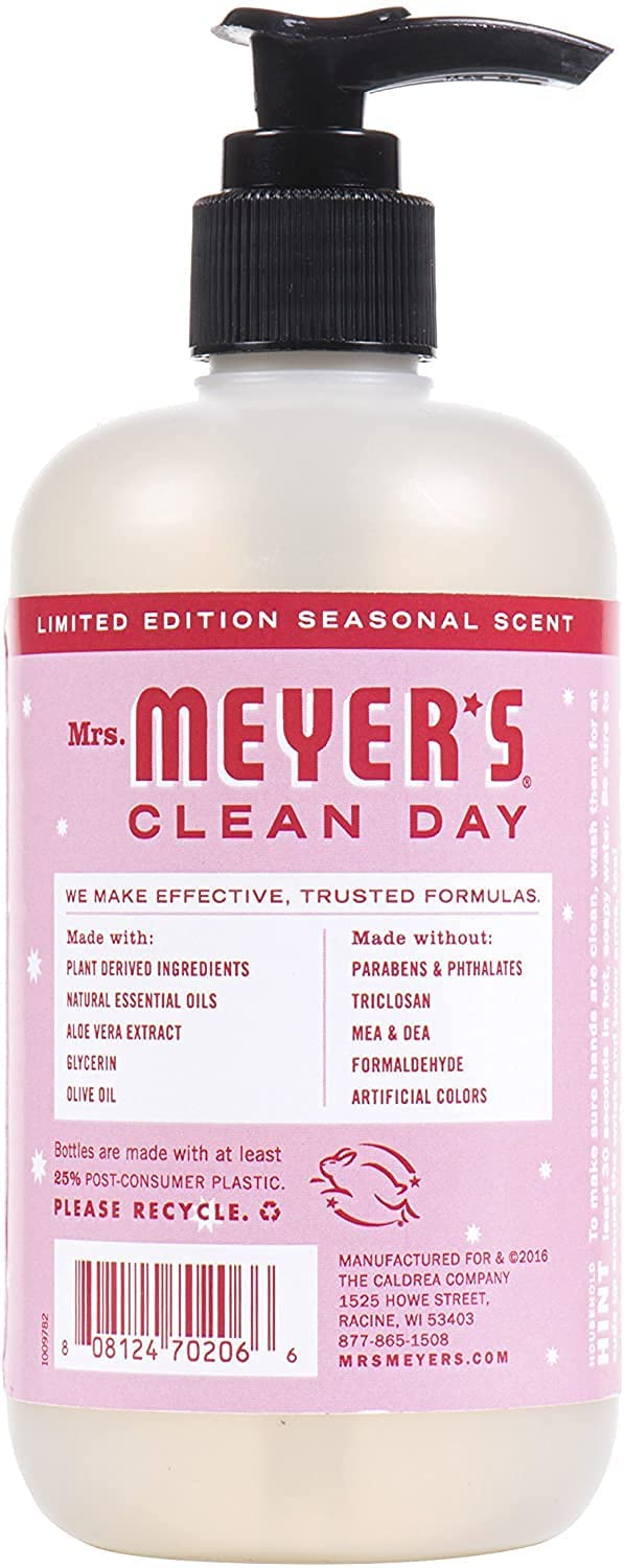 Mrs. Meyer's Clean Day Peppermint ingredients include olive oil and aloe for gentle cleansing.