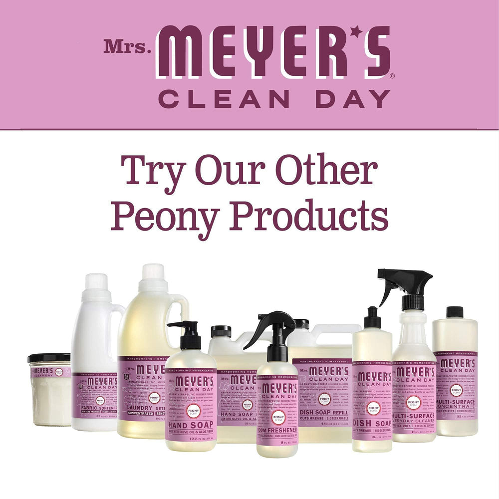 Label detail on Mrs. Meyer's Peppermint soap hints at garden-inspired aroma.