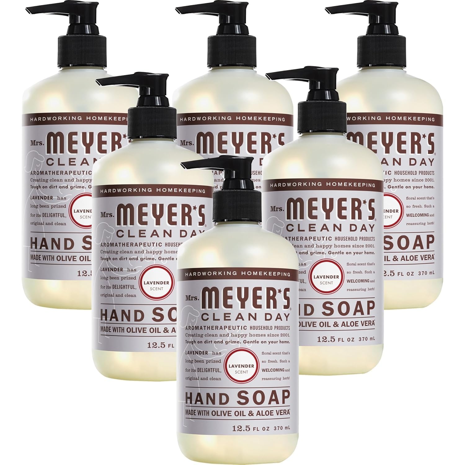 Mrs. Meyer’s Clean Day Lavender hand soap bottle showcasing lavender scent and formula