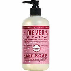 Mrs. Meyer's Clean Day Peppermint soap pump enables easy lather for daily hand cleansing.