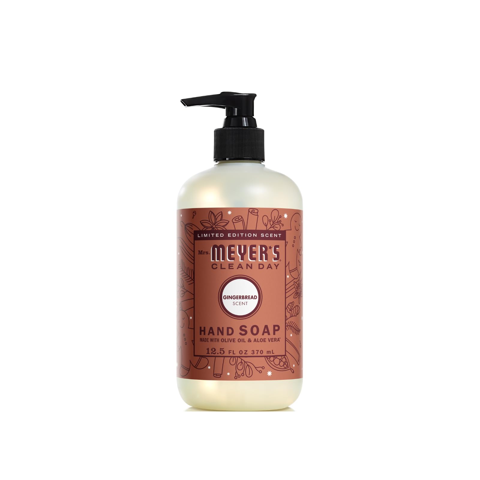 Mrs. Meyer's Clean Day Snow Drop hand soap bottle with delicate florals.