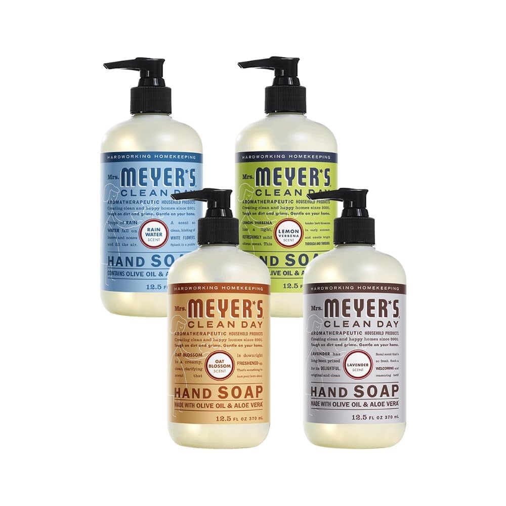 Mrs. Meyer's Clean Day Lavender + Lemon Verbena hand soap bundle delivers refreshing fragrance and gentle cleansing.