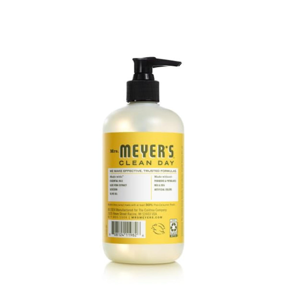Mrs. Meyer’s label closeup highlights olive oil and aloe vera skin benefits