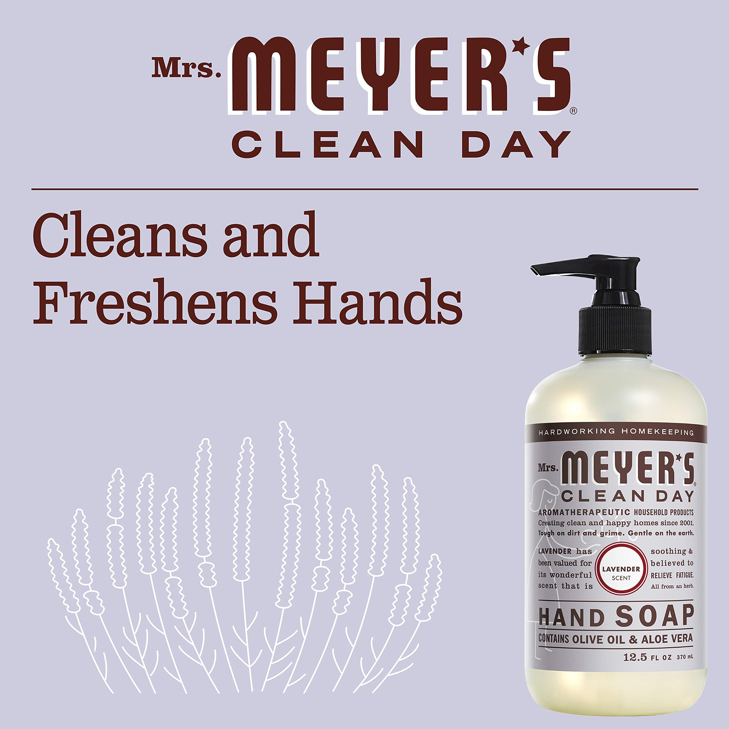 Mrs Meyer's Clean Day Lavender Hand Soap bottle pour action for quick lather