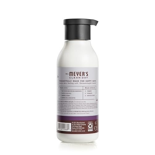 Application scene of Mrs. Meyer's Lavender lotion for quick absorption after a shower.