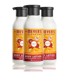 Mrs. Meyer's Clean Day lotion bottle demonstrates long-lasting hydration for dry skin.