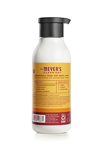 Mrs. Meyer's Clean Day lotion pump shows easy application for smooth skin.
