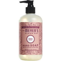 Mrs. Meyer's Rose Dish Soap being poured to cut grease