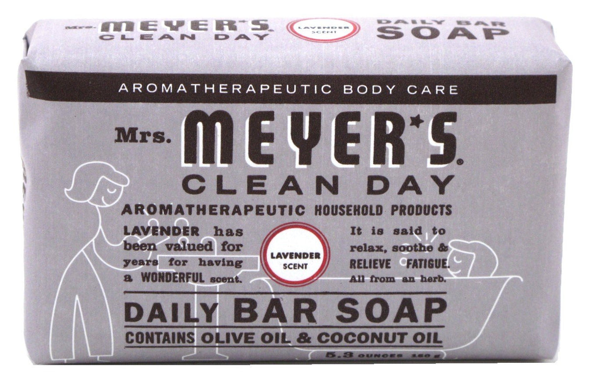 Mrs Meyer's Lavender bar soap 5.3 oz, calming scent for daily cleansing.