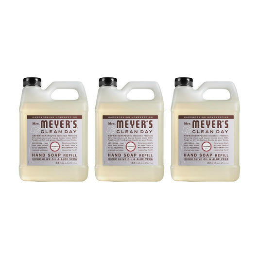 Mrs. Meyer's Lavender refill pouch ready for easy eco-friendly hand soap refills.