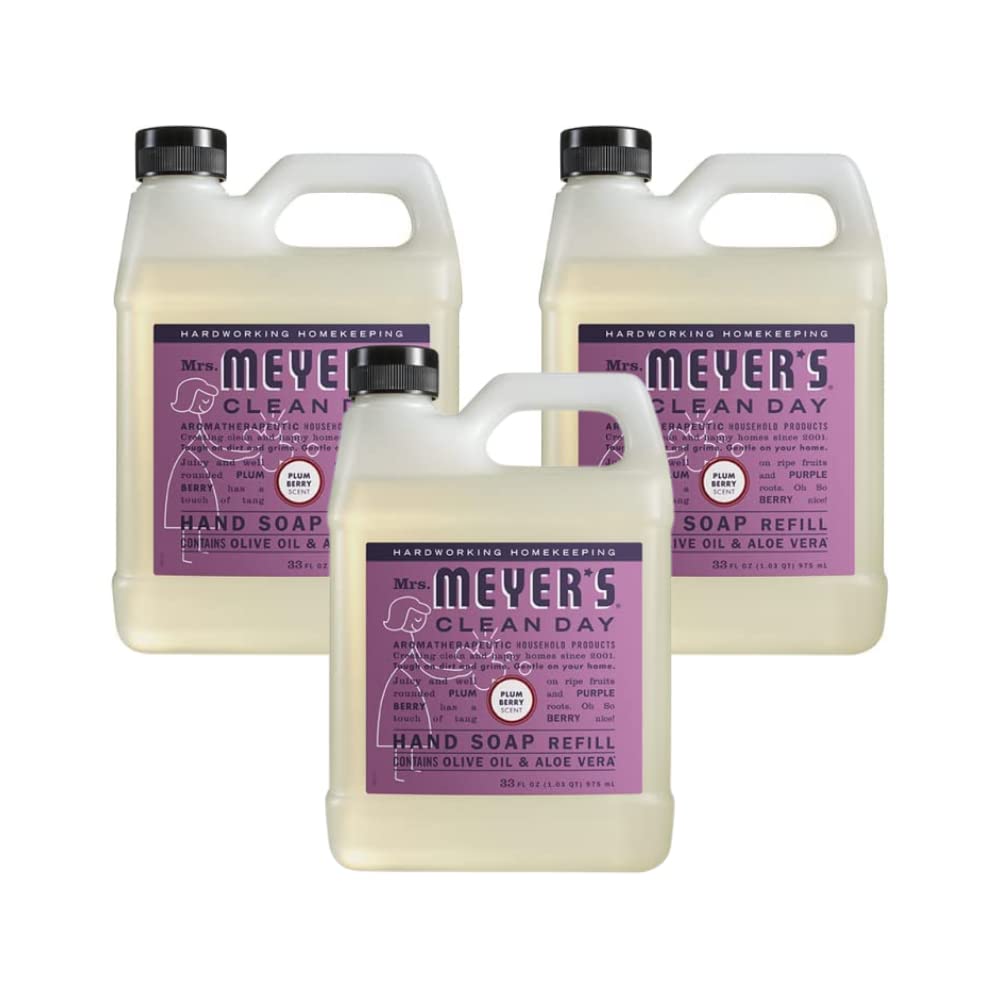 Mrs. Meyer's Plum Berry hand soap refill bottle for quick replenishment