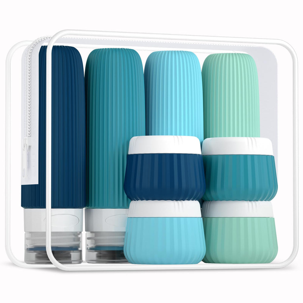 Mrsdry travel silicone squeeze bottles (3oz) for precise, leak-free on-the-go portions.