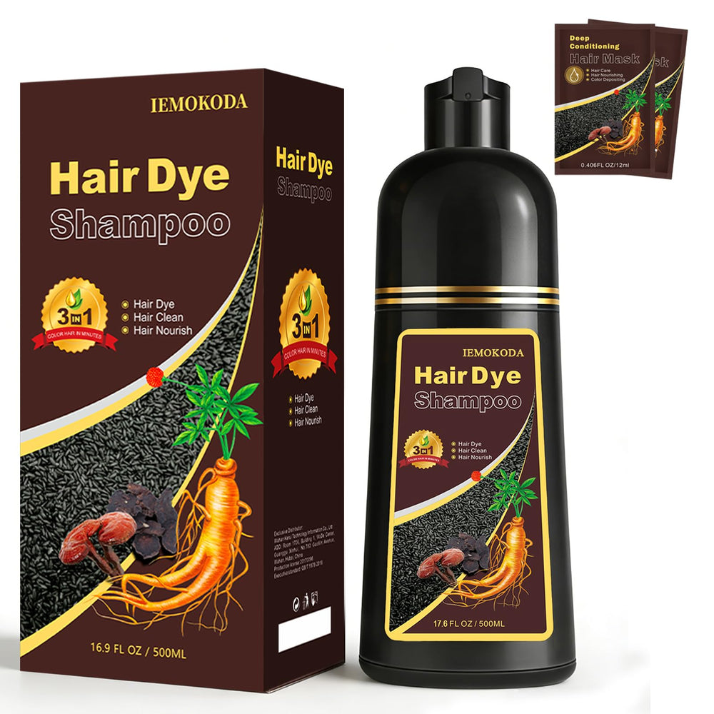 Msktasy dark brown hair dye shampoo delivers seamless gray coverage for a natural look.