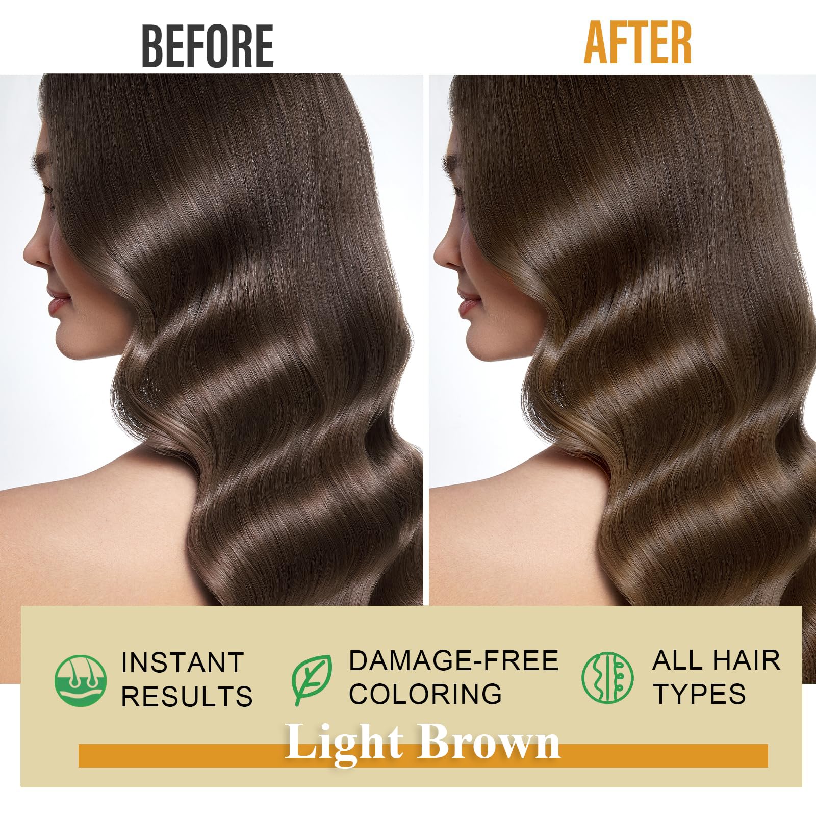 Msktasy light brown hair dye shampoo in use, application step for gray coverage