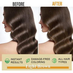 Msktasy light brown hair dye shampoo in use, application step for gray coverage