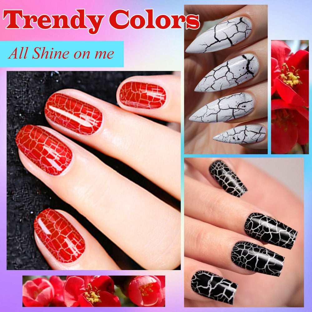 MSRUIOO crackle nail polish blue finish creates dramatic texture on nails.