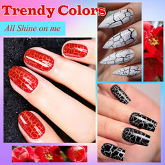 MSRUIOO crackle nail polish blue finish creates dramatic texture on nails.
