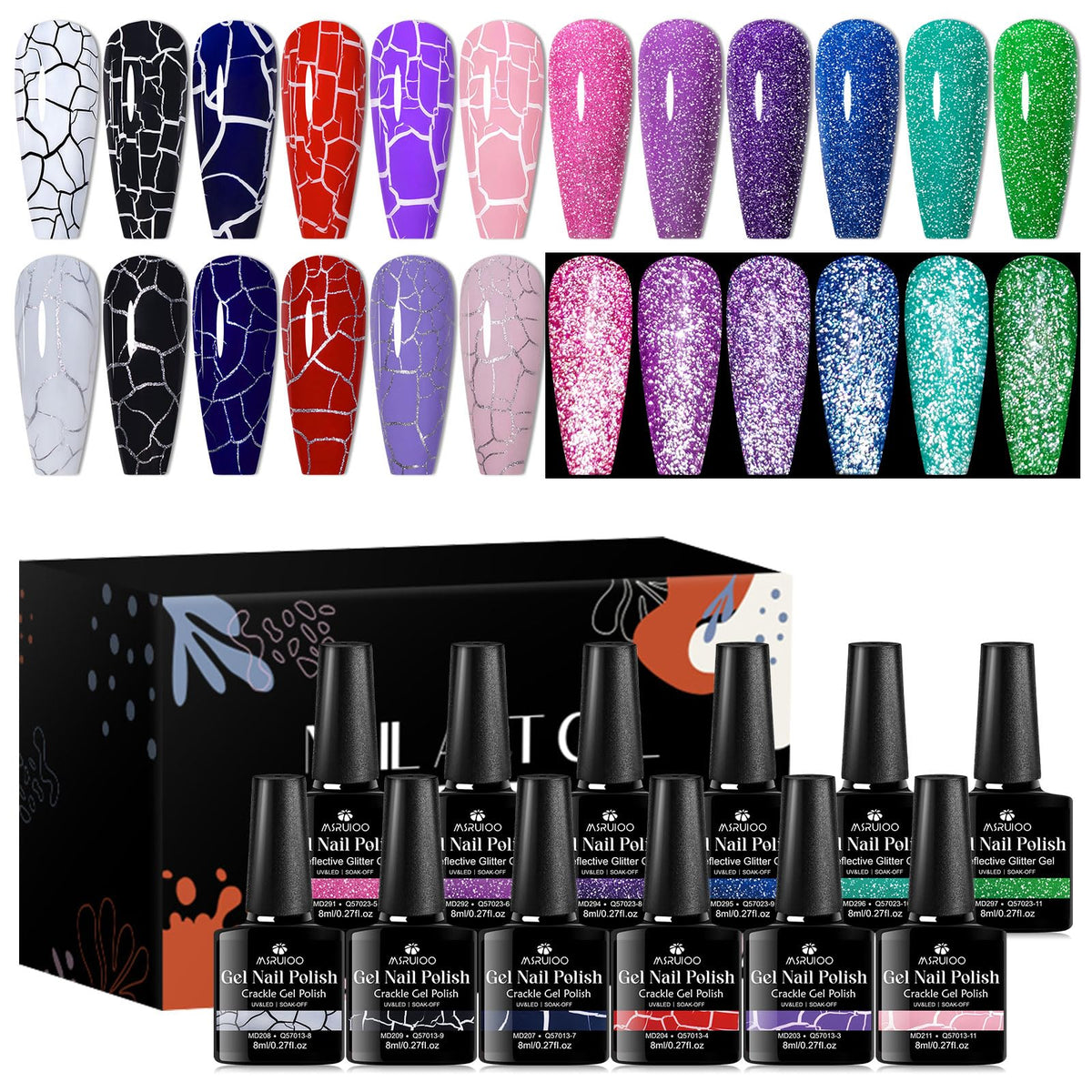 MSRUIOO crackle nail polish in pink finish creates bold texture for stylish everyday looks.