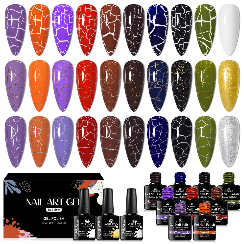 MSRUIOO crackle polish set color palette for DIY nails