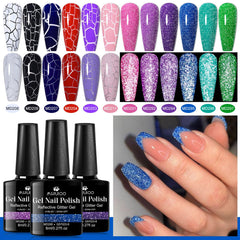 MSRUIOO glitter neon pink polish catches light for party-ready nails.