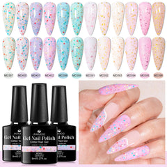 MSRUIOO nail art with gold foil accents adds glamorous sparkle.