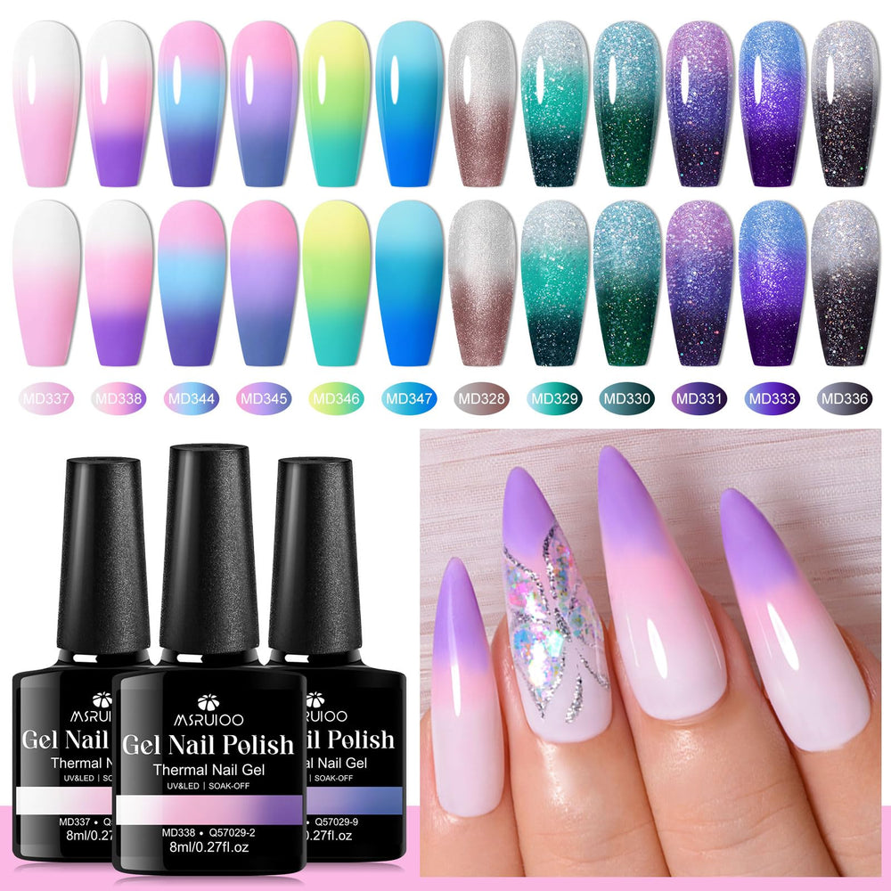 MSRUIOO soak-off gel polish in 8ml bottles for easy removal.