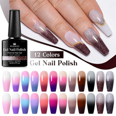 MSRUIOO close-up of thermochromic gel polish bottle showcases shimmer and color transition.