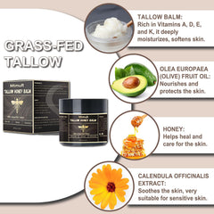Mtmult grass-fed tallow with raw honey ingredients emphasize purity