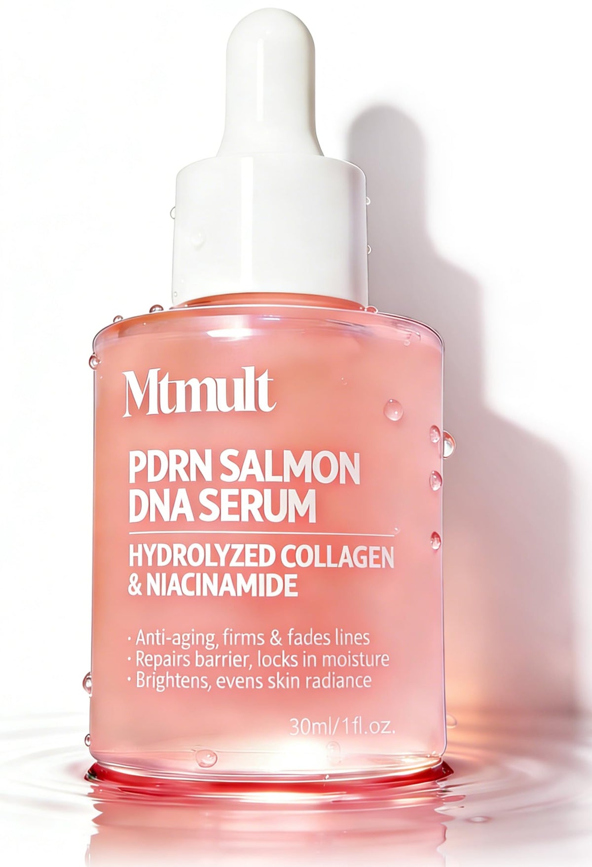 Mtmult Salmon DNA Serum bottle highlights compact, travel-friendly hydration.