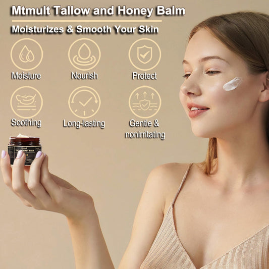 Mtmult balm texture spread on skin demonstrates nourishing consistency