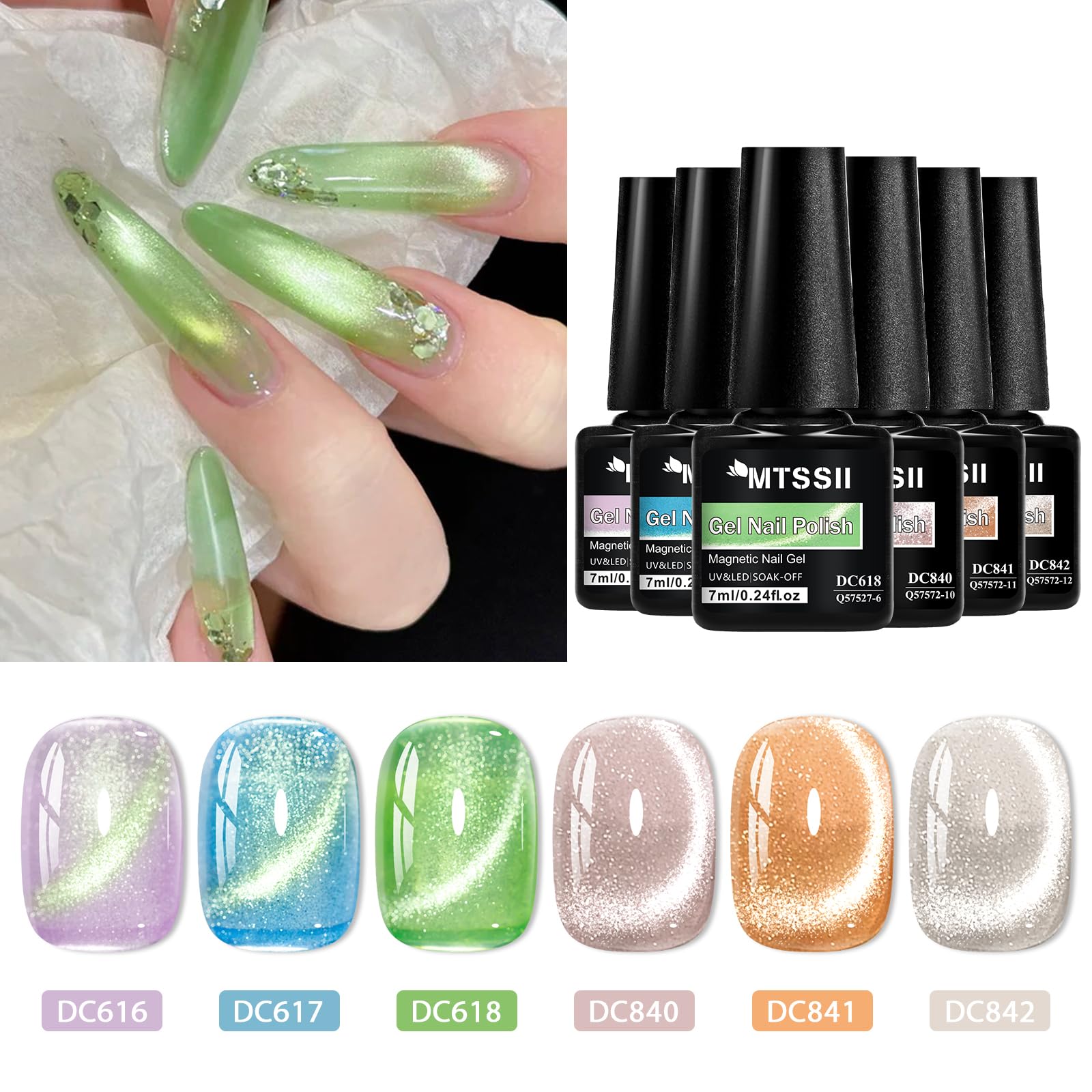 MTSSII eight-color set includes pink to blue hues for versatile galaxy nails
