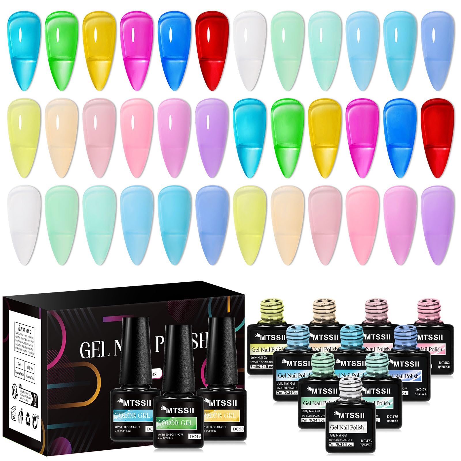 MTSSII jelly gel nail polish kit box showcases a gift-ready set for stylish manicures.