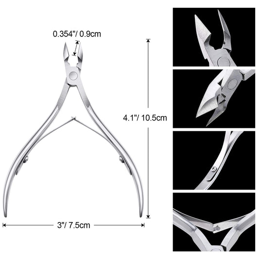 Mudder cuticle nippers with pointed blade for precise skin edge trimming.