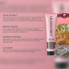 Mudmasky Velvety Glow Body Scrub bamboo powder exfoliation for hydrated skin.